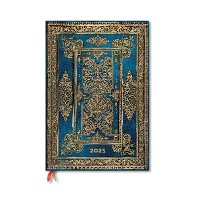 Blue Luxe (Luxe Design) Grande 12-month Vertical Hardback Dayplanner 2025 (Elastic Band Closure) -  Paperblanks