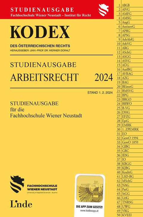 KODEX Studienausgabe Arbeitsrecht FH Wr. Neustadt 2024 - 