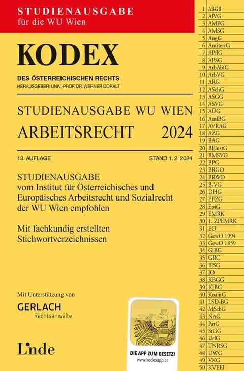 KODEX Studienausgabe Arbeitsrecht WU 2024 - 