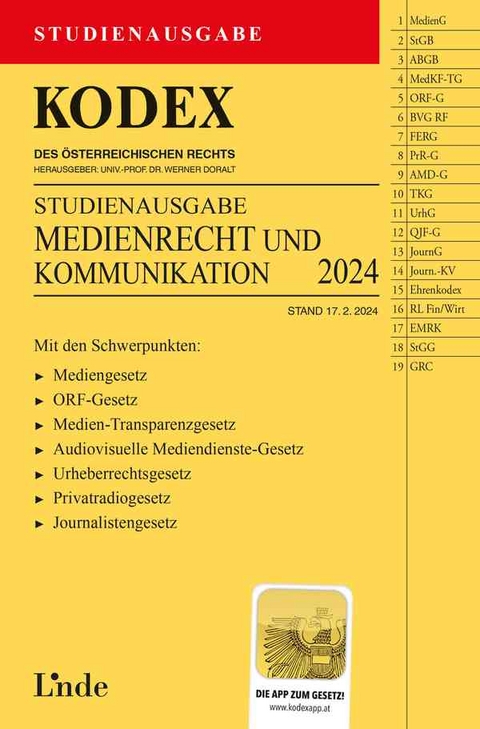 KODEX Studienausgabe Medienrecht und Kommunikation - Meinhard Ciresa