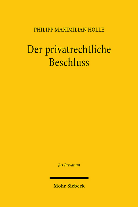 Der privatrechtliche Beschluss - Philipp Maximilian Holle