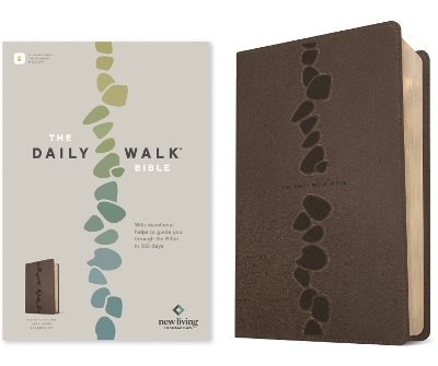 The Daily Walk Bible NLT (Leatherlike, Stepping Stones Dark Taupe, Filament Enabled) - 