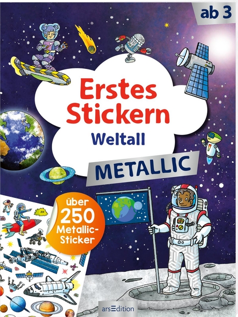 Erstes Stickern Metallic – Weltall