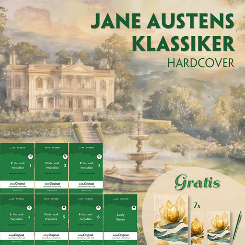 Jane Austens Klassiker Hardcover (7 Bücher + Audio-Online + exklusive Extras) - Frank-Lesemethode - Jane Austen