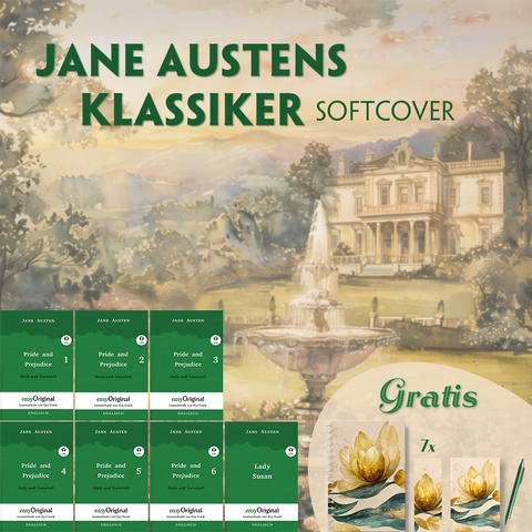 Jane Austens Klassiker Softcover (7 Bücher + Audio-Online + exklusive Extras) - Frank-Lesemethode - Jane Austen