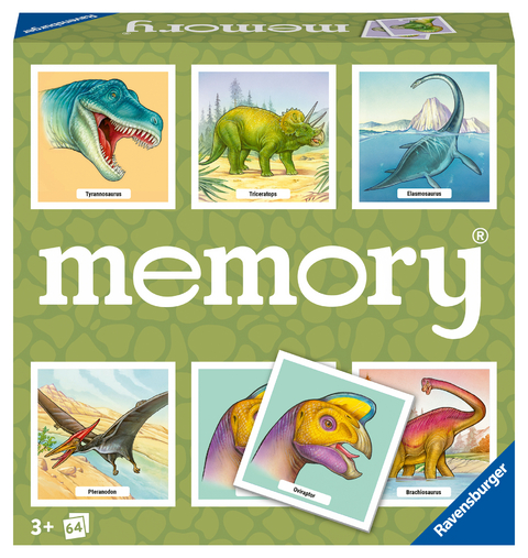 Ravensburger memory® Dinosaurier - 20924 - der Spieleklassiker für Dino-Fans, Merkspiel für 2-8 Spieler ab 3 Jahren - William H. Hurter