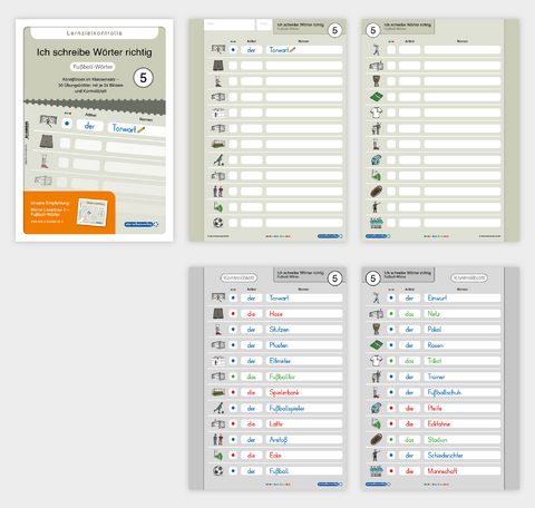 Ich schreibe Wörter richtig - Abreißblock 5 - Lernzielkontrolle - Fußball-Wörter - Katrin Langhans