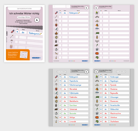 Ich schreibe Wörter richtig - Abreißblock 4 - Lernzielkontrolle - Viersilbige Wörter - Katrin Langhans