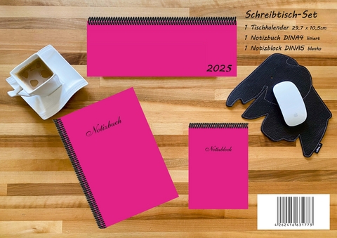 Schreibtisch-Set 2025, m. 1 Kalender, m. 1 Beilage, m. 1 Beilage, 3 Teile - 