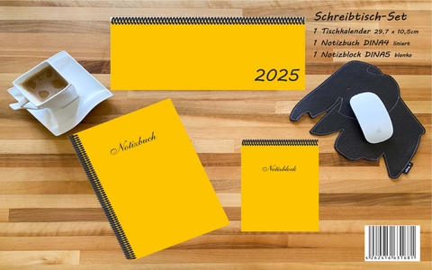 Schreibtisch-Set 2025, m. 1 Kalender, m. 1 Beilage, m. 1 Beilage, 3 Teile - 