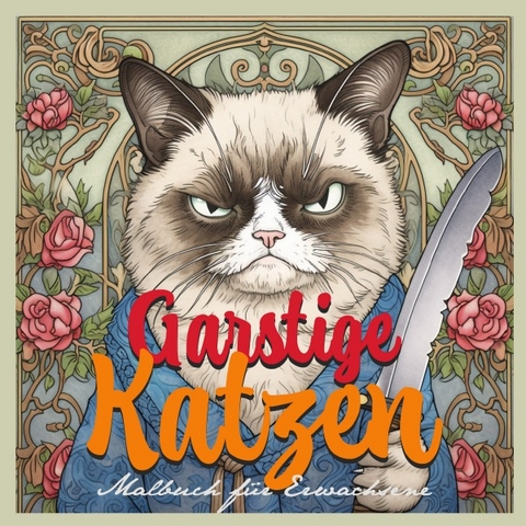 Garstige Katzen Malbuch für Erwachsene Graustufen - Monsoon Publishing, Musterstück Grafik