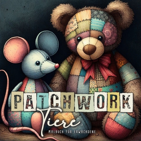 Patchwork Tiere Malbuch für Erwachsene - Monsoon Publishing, Musterstück Grafik