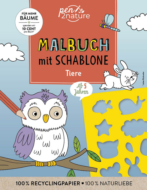 Malbuch mit Schablone. Tiere