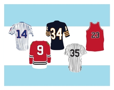 Legends of Chicago Sports Jersey Collection Art Print11x14