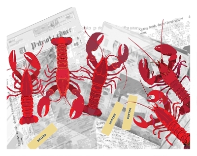 New England Lobsters on Newspaper Art Print 11x14