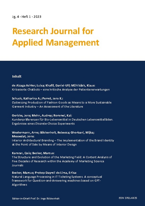 Research Journal for Applied Management - Jg. 4, Heft 1 - Kai Rommel, Arne Westermann, Marcus Becker, Qeis Kamran, Klaus Mühlbäck, Jens K. Perret