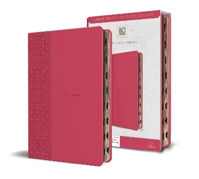 KJV Holy Bible, Large Print Medium format, Fuchsia Faux Leather w/Ribbon Marker,  Red Letter, thumb Index -  King James Version