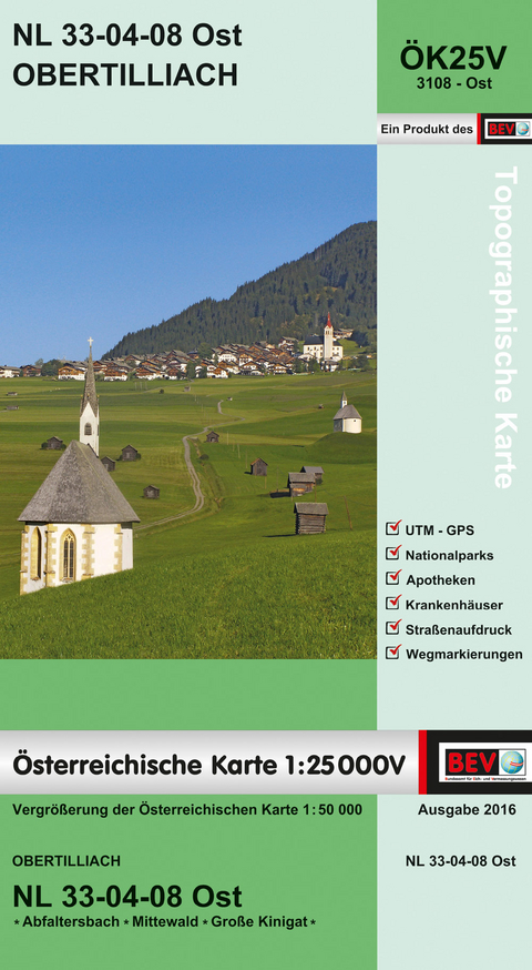 BEV-Karte 3108-Ost, Obertilliach 1:25 000V - 