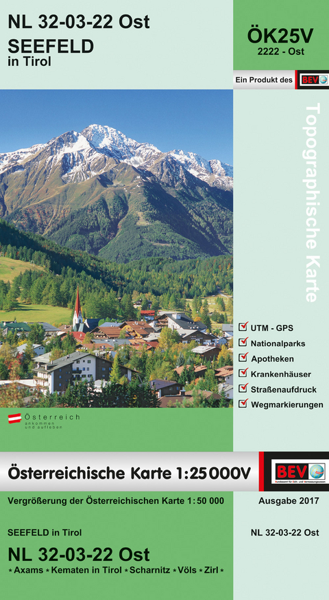 BEV-Karte 2222-Ost, Seefeld in Tirol 1:25 000 - 