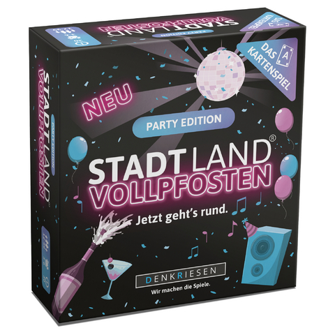 DENKRIESEN - STADT LAND VOLLPFOSTEN® – Das Kartenspiel – PARTY EDITION "Jetzt geht's rund." - Denis Görz, Ricardo Barreto