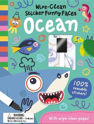 Wipe-Clean Sticker Funny Faces Ocean - Rob Abbott