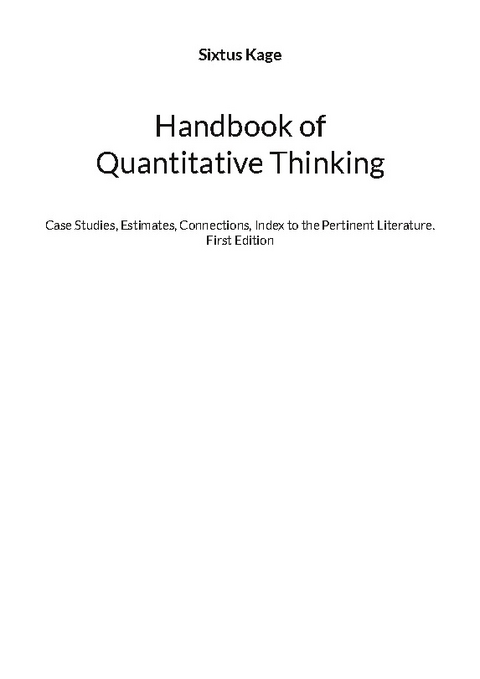 Handbook of Quantitative Thinking - Sixtus Kage