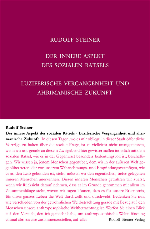 Der innere Aspekt des sozialen Rätsels - Rudolf Steiner