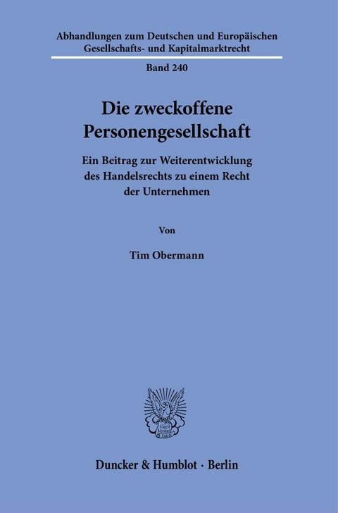 Die zweckoffene Personengesellschaft - Tim Obermann