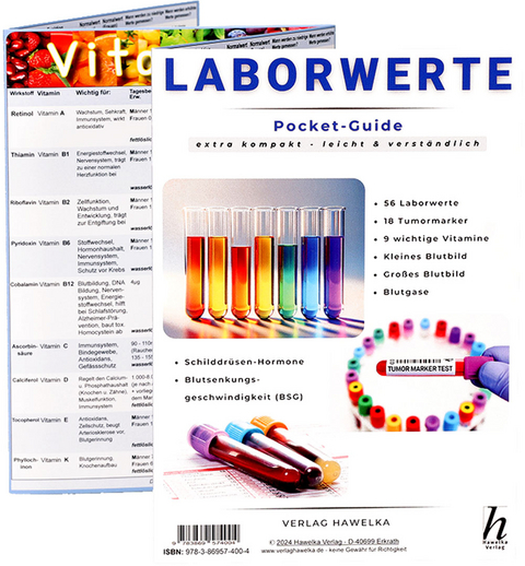 Laborwerte - extra kompakt & leicht verständlich - Pocket-Guide - Faltkarte A5 - Patienten-Ratgeber & Fachliteratur - Uwe Verlag Hawelka