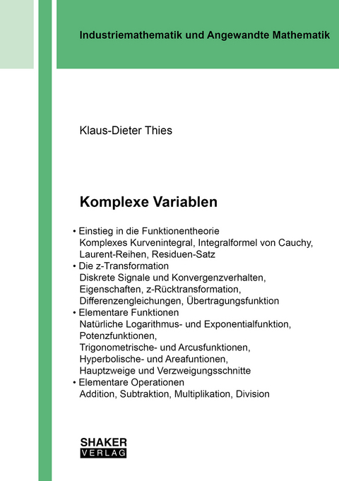 Komplexe Variablen - Klaus-Dieter Thies