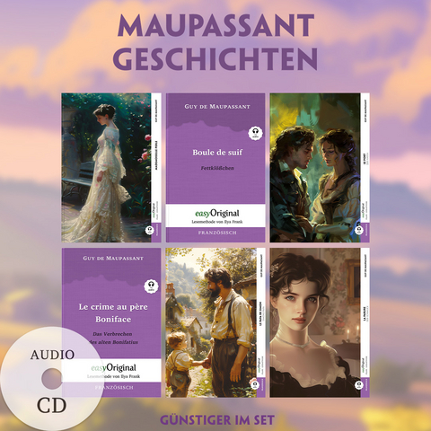 6 Maupassant Geschichten (6 Bücher + Audio-CDs)- Frank-Lesemethode - Kommentierte zweisprachige Ausgabe Französisch-Deutsch - Guy de Maupassant