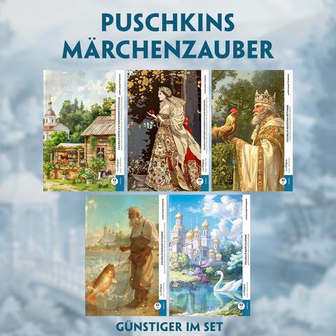 5 Puschkins Märchenzauber (5 Bücher + Audio-Online) - Frank-Lesemethode - Kommentierte zweisprachige Ausgabe Russisch-Deutsch - Alexander Puschkin