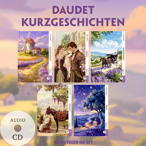 5 Daudet Kurzgeschichten (5 Bücher + Audio-CDs) - Frank-Lesemethode - Kommentierte zweisprachige Ausgabe Französisch-Deutsch - Alphonse Daudet