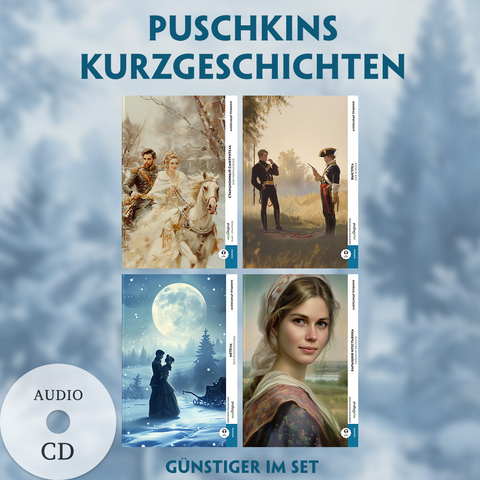 4 Puschkins Kurzgeschichten (4 Bücher + Audio-CDs) - Frank-Lesemethode - Kommentierte zweisprachige Ausgabe Russisch-Deutsch - Alexander Puschkin