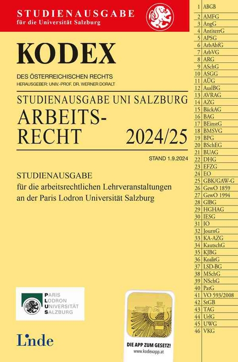 KODEX Studienausgabe Arbeitsrecht Salzburg 2024/25 - 