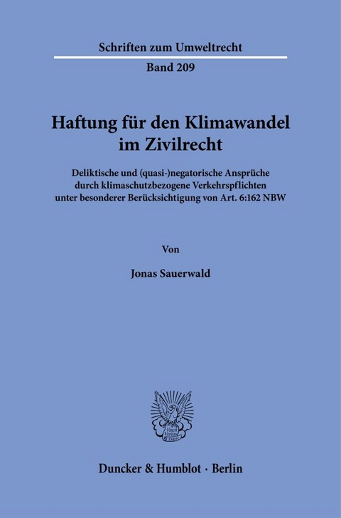 Haftung für den Klimawandel im Zivilrecht - Jonas Sauerwald