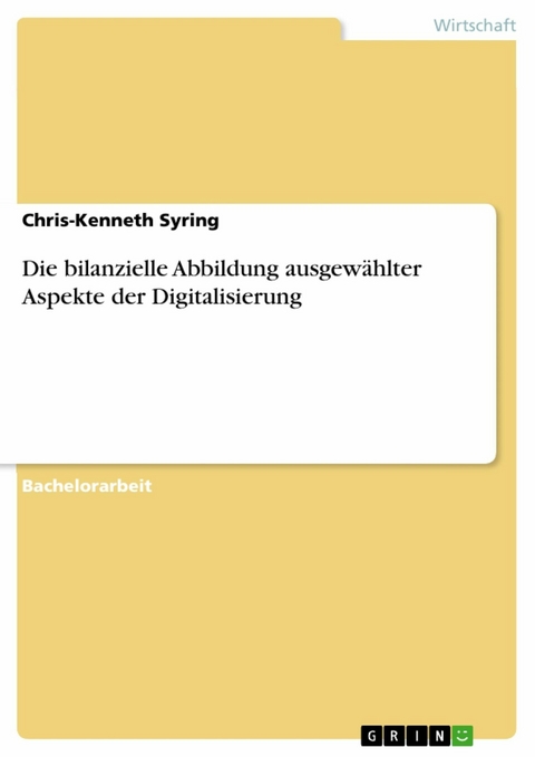 Die bilanzielle Abbildung ausgewählter Aspekte der Digitalisierung - Chris-Kenneth Syring