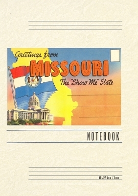 Vintage Lined Notebook Postcard Folder, Greetings from Missouri