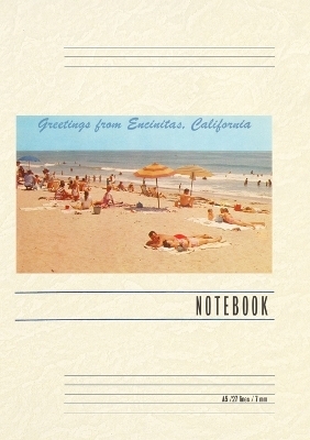 Vintage Lined Notebook Beach Scene, Greetings from Encinitas, California