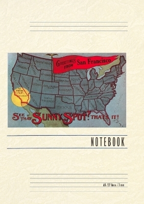 Vintage Lined Notebook Greetings from San Francisco, Map of US