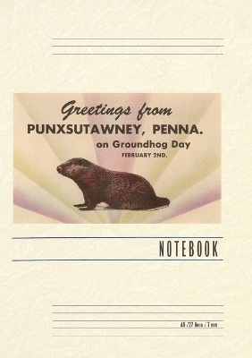 Vintage Lined Notebook Groundhog, Greetings from Punxsutawney, Pennsylvania