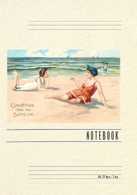 Vintage Lined Notebook Greetings from the Seaside, Victorians on Beach