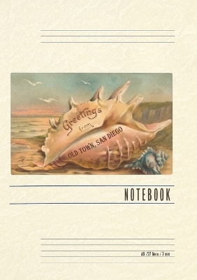 Vintage Lined Notebook Conch Shell, Greetings from Old Town, San Diego, California