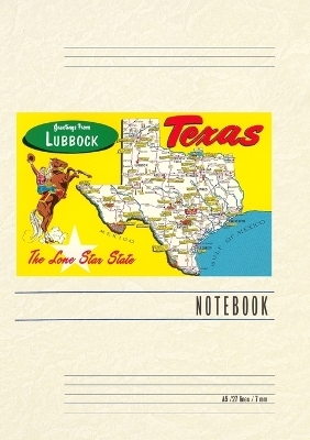 Vintage Lined Notebook Greetings from Lubbock, Texas, Map