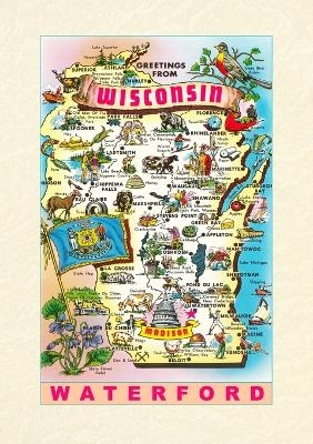 Vintage Lined Notebook Greetings from Wisconsin, Waterford