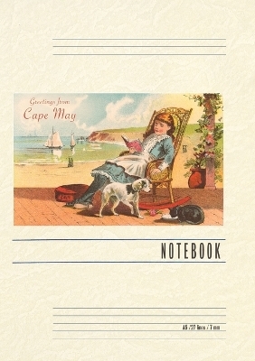 Vintage Lined Notebook Greetings from Cape May, New Jersey, Girl on Porch