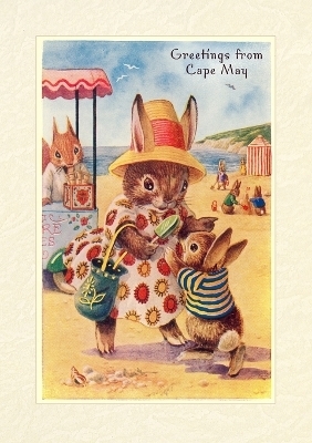 Vintage Lined Notebook Greetings from Cape May, New Jersey, Bunnies on Beach