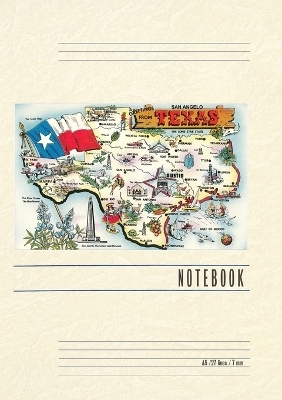 Vintage Lined Notebook Greetings from San Angelo, Texas, the Lone Star State, Map