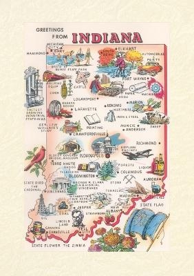 Vintage Lined Notebook Greetings from Indiana, Map