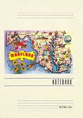 Vintage Lined Notebook Greetings from Maryland, Map